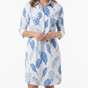 Persifor Winpenny Dress in Caladium Cornflower Blue - Size Large